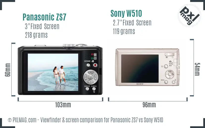Panasonic ZS7 vs Sony W510 Screen and Viewfinder comparison Panasonic ZS7 vs Sony W510 Screen and Viewfinder comparison