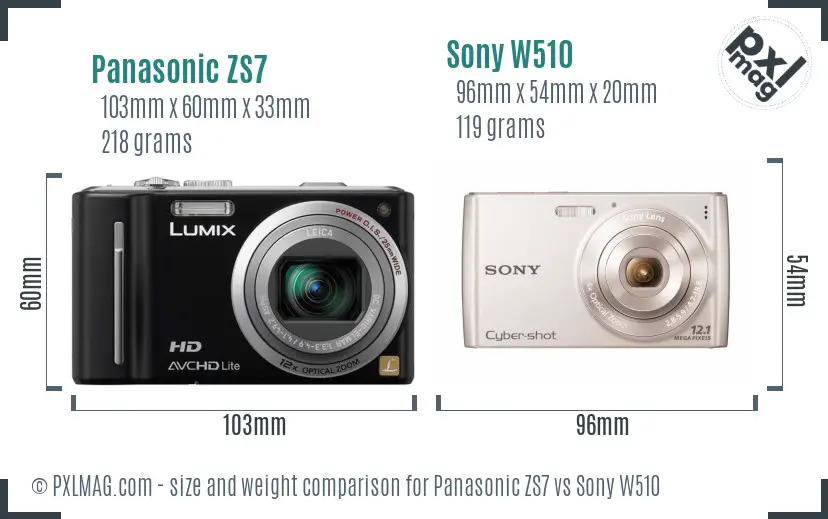 Panasonic ZS7 vs Sony W510 size comparison Panasonic ZS7 vs Sony W510 size comparison