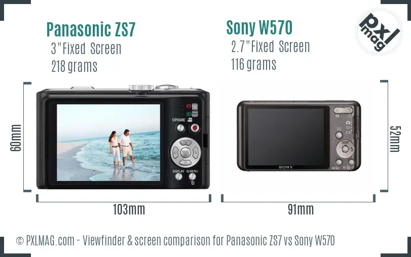 Panasonic ZS7 vs Sony W570 Screen and Viewfinder comparison