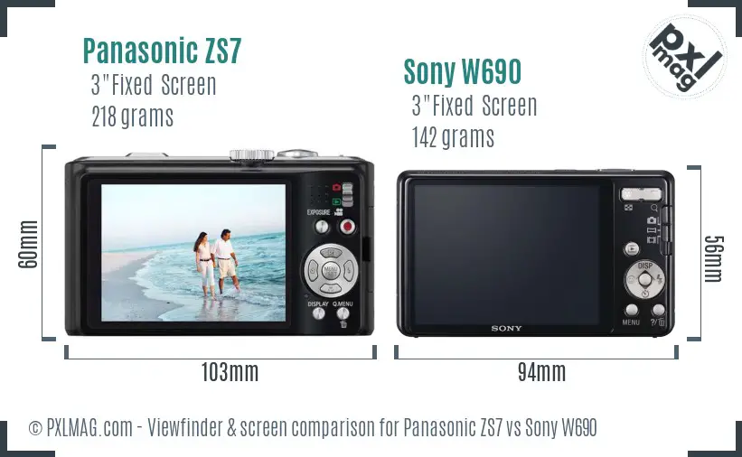 Panasonic ZS7 vs Sony W690 Screen and Viewfinder comparison