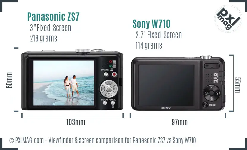 Panasonic ZS7 vs Sony W710 Screen and Viewfinder comparison