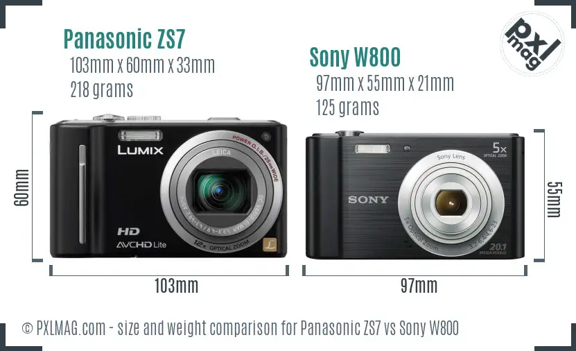 Panasonic ZS7 vs Sony W800 size comparison Panasonic ZS7 vs Sony W800 size comparison