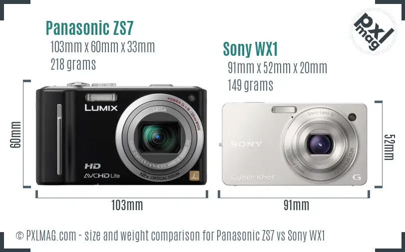 Panasonic ZS7 vs Sony WX1 size comparison Panasonic ZS7 vs Sony WX1 size comparison