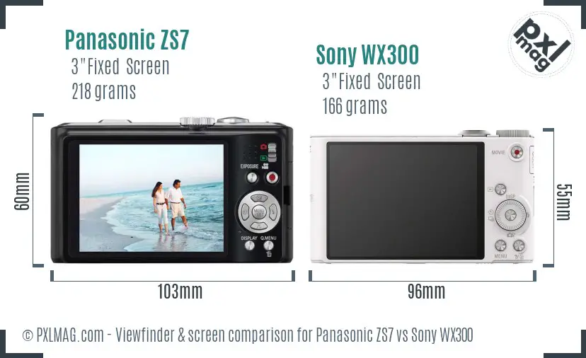Panasonic ZS7 vs Sony WX300 Screen and Viewfinder comparison