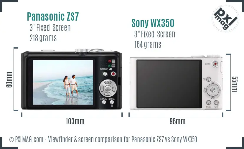 Panasonic ZS7 vs Sony WX350 Screen and Viewfinder comparison Panasonic ZS7 vs Sony WX350 Screen and Viewfinder comparison