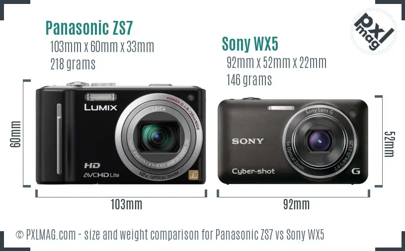 Panasonic ZS7 vs Sony WX5 size comparison