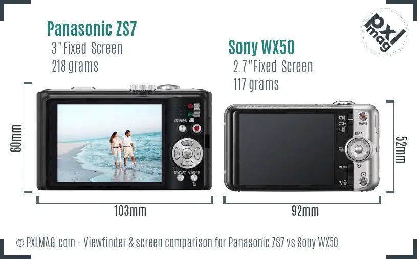 Panasonic ZS7 vs Sony WX50 Screen and Viewfinder comparison Panasonic ZS7 vs Sony WX50 Screen and Viewfinder comparison