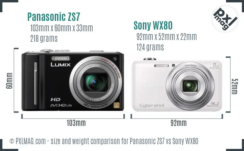 Panasonic ZS7 vs Sony WX80 size comparison Panasonic ZS7 vs Sony WX80 size comparison