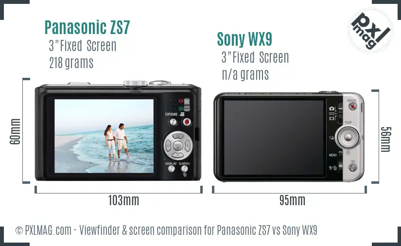 Panasonic ZS7 vs Sony WX9 Screen and Viewfinder comparison