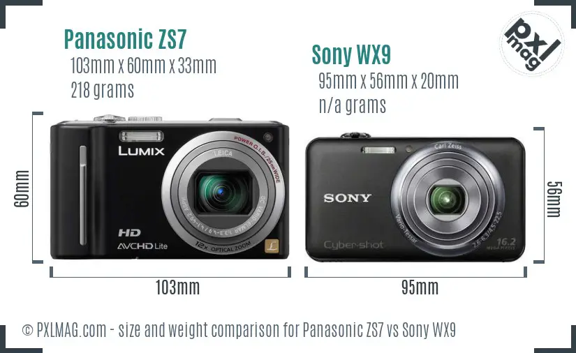 Panasonic ZS7 vs Sony WX9 size comparison
