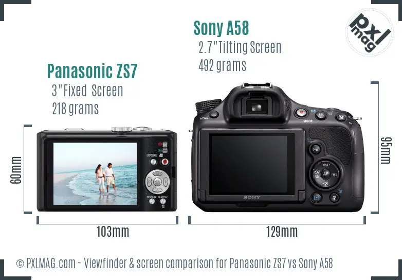 Panasonic ZS7 vs Sony A58 Screen and Viewfinder comparison Panasonic ZS7 vs Sony A58 Screen and Viewfinder comparison