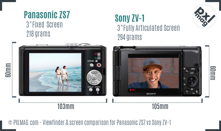 Panasonic ZS7 vs Sony ZV-1 Screen and Viewfinder comparison