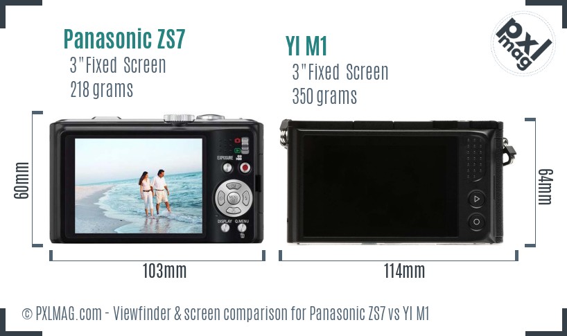 Panasonic ZS7 vs YI M1 Screen and Viewfinder comparison