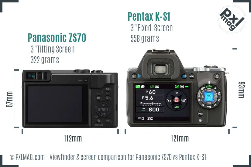 Panasonic ZS70 vs Pentax K-S1 Screen and Viewfinder comparison