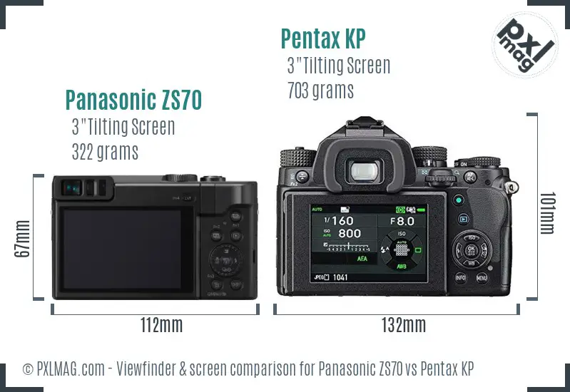 Panasonic ZS70 vs Pentax KP Screen and Viewfinder comparison
