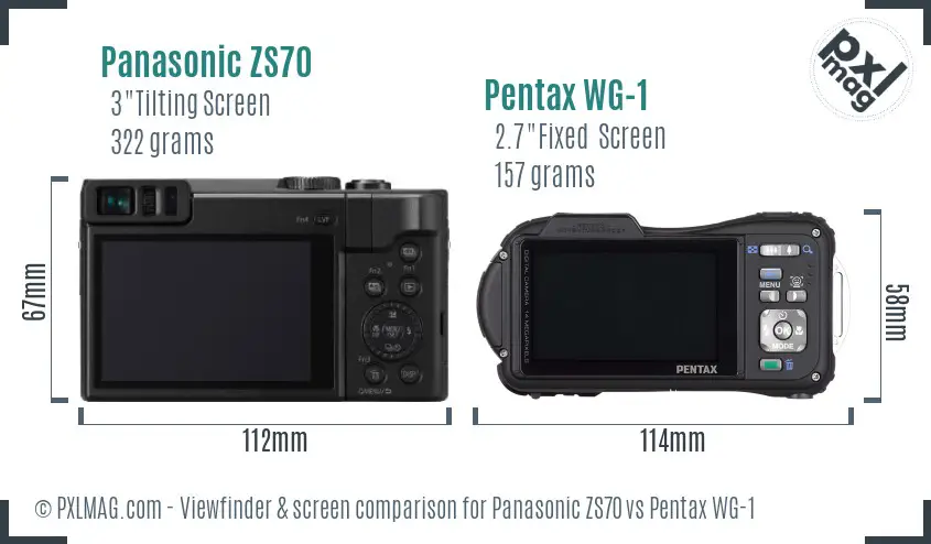 Panasonic ZS70 vs Pentax WG-1 Screen and Viewfinder comparison