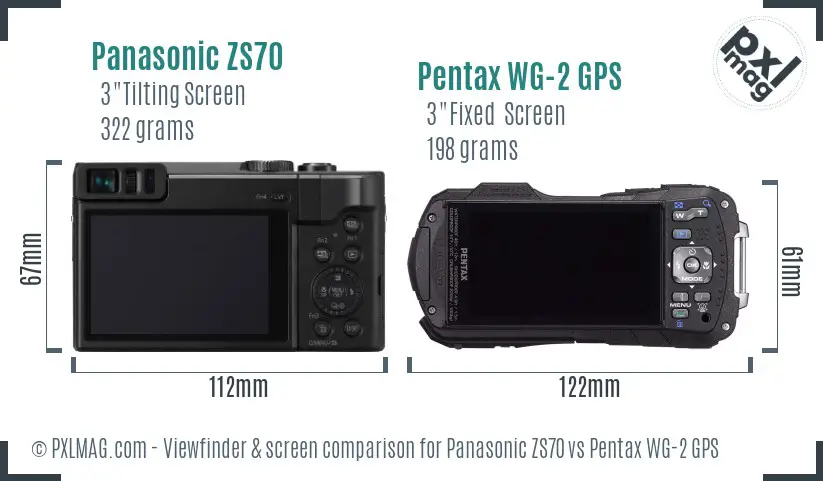 Panasonic ZS70 vs Pentax WG-2 GPS Screen and Viewfinder comparison