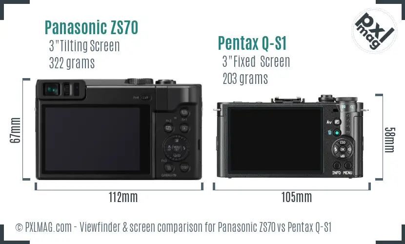 Panasonic ZS70 vs Pentax Q-S1 Screen and Viewfinder comparison