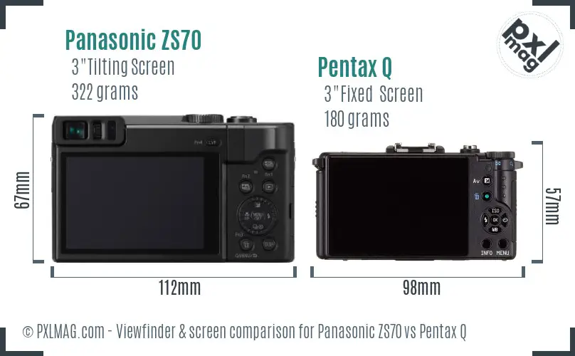 Panasonic ZS70 vs Pentax Q Screen and Viewfinder comparison