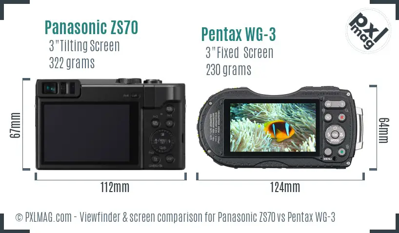 Panasonic ZS70 vs Pentax WG-3 Screen and Viewfinder comparison