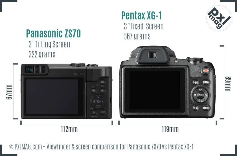 Panasonic ZS70 vs Pentax XG-1 Screen and Viewfinder comparison