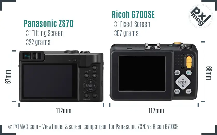 Panasonic ZS70 vs Ricoh G700SE Screen and Viewfinder comparison