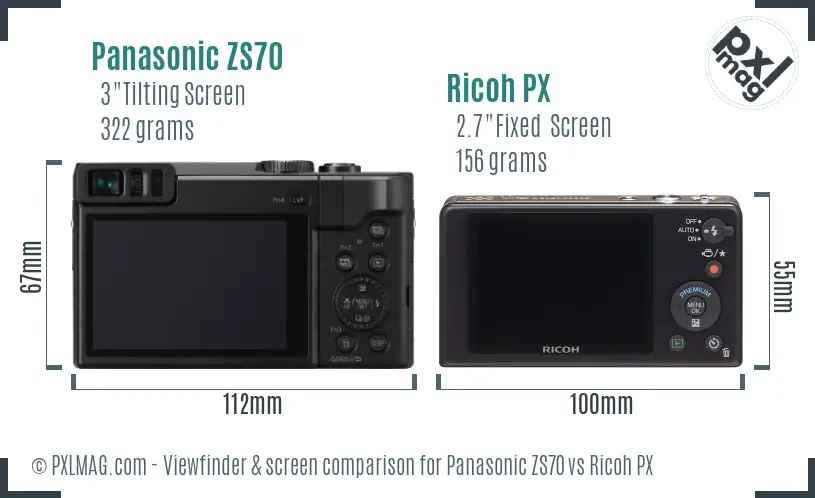 Panasonic ZS70 vs Ricoh PX Screen and Viewfinder comparison Panasonic ZS70 vs Ricoh PX Screen and Viewfinder comparison