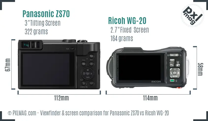Panasonic ZS70 vs Ricoh WG-20 Screen and Viewfinder comparison