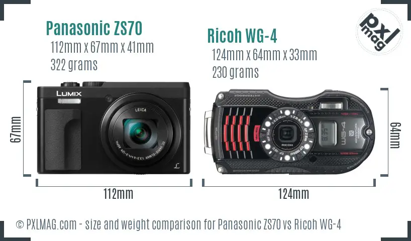 Panasonic ZS70 vs Ricoh WG-4 size comparison Panasonic ZS70 vs Ricoh WG-4 size comparison