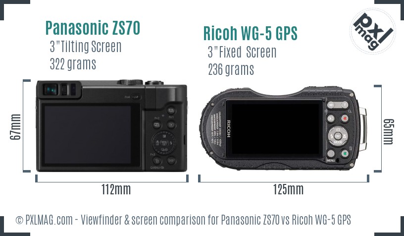 Panasonic ZS70 vs Ricoh WG-5 GPS Screen and Viewfinder comparison