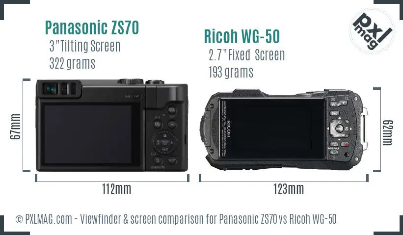 Panasonic ZS70 vs Ricoh WG-50 Screen and Viewfinder comparison