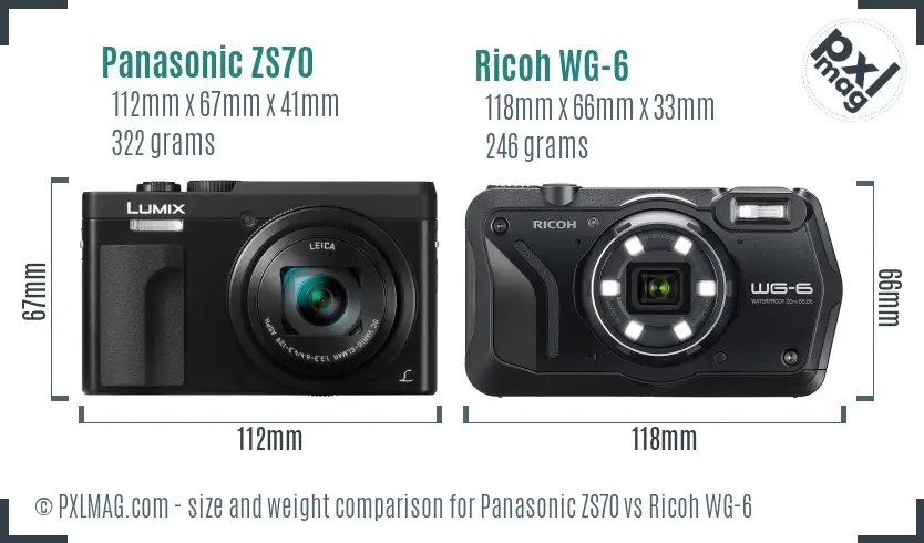 Panasonic ZS70 vs Ricoh WG-6 size comparison Panasonic ZS70 vs Ricoh WG-6 size comparison