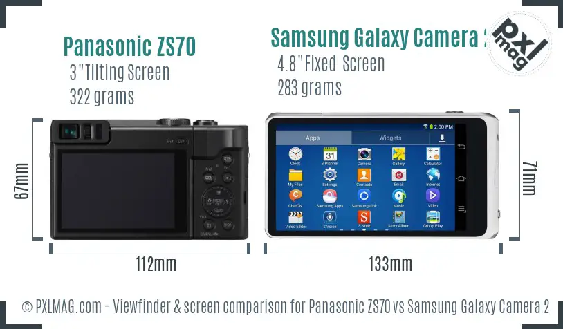 Panasonic ZS70 vs Samsung Galaxy Camera 2 Screen and Viewfinder comparison