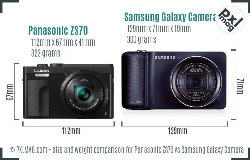 Panasonic ZS70 vs Samsung Galaxy Camera size comparison