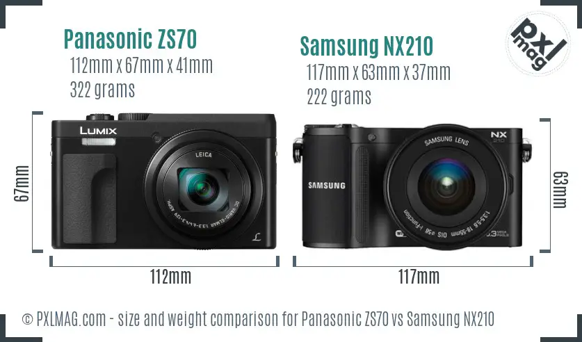Panasonic ZS70 vs Samsung NX210 size comparison Panasonic ZS70 vs Samsung NX210 size comparison