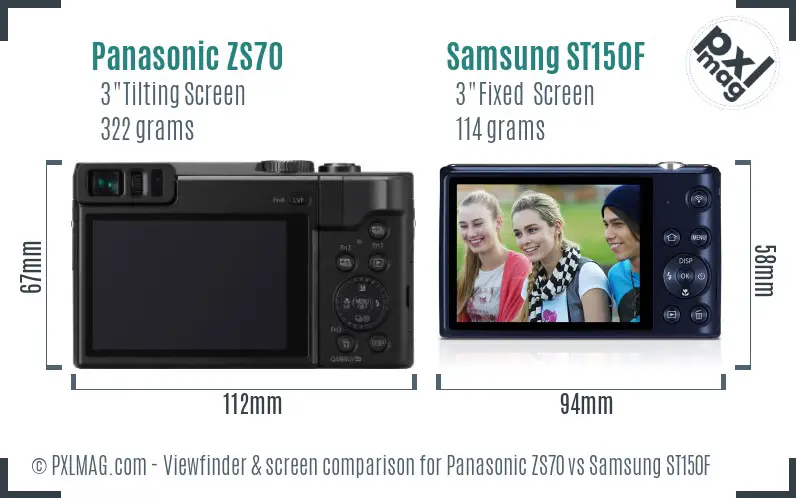Panasonic ZS70 vs Samsung ST150F Screen and Viewfinder comparison