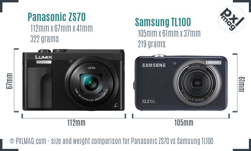 Panasonic ZS70 vs Samsung TL100 size comparison Panasonic ZS70 vs Samsung TL100 size comparison
