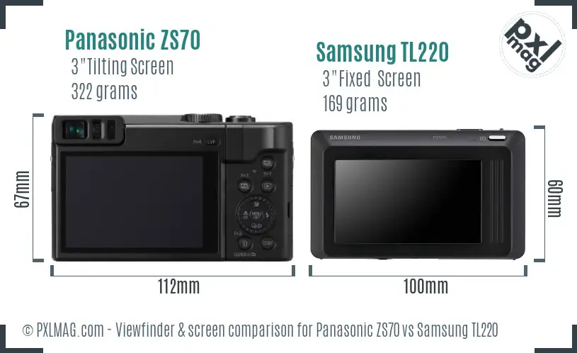 Panasonic ZS70 vs Samsung TL220 Screen and Viewfinder comparison