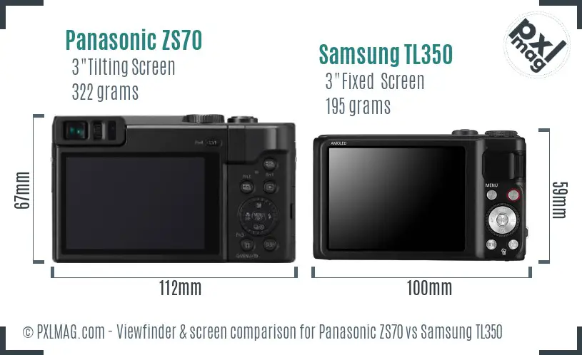 Panasonic ZS70 vs Samsung TL350 Screen and Viewfinder comparison Panasonic ZS70 vs Samsung TL350 Screen and Viewfinder comparison