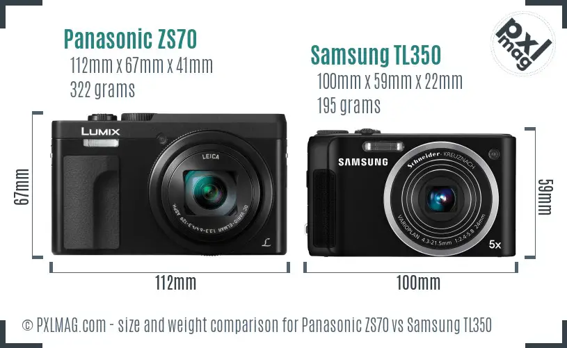 Panasonic ZS70 vs Samsung TL350 size comparison Panasonic ZS70 vs Samsung TL350 size comparison