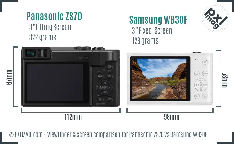 Panasonic ZS70 vs Samsung WB30F Screen and Viewfinder comparison