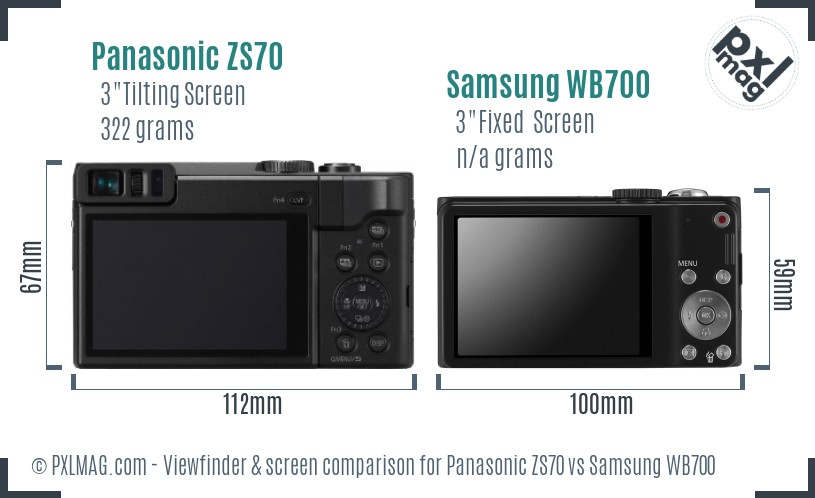 Panasonic ZS70 vs Samsung WB700 Screen and Viewfinder comparison