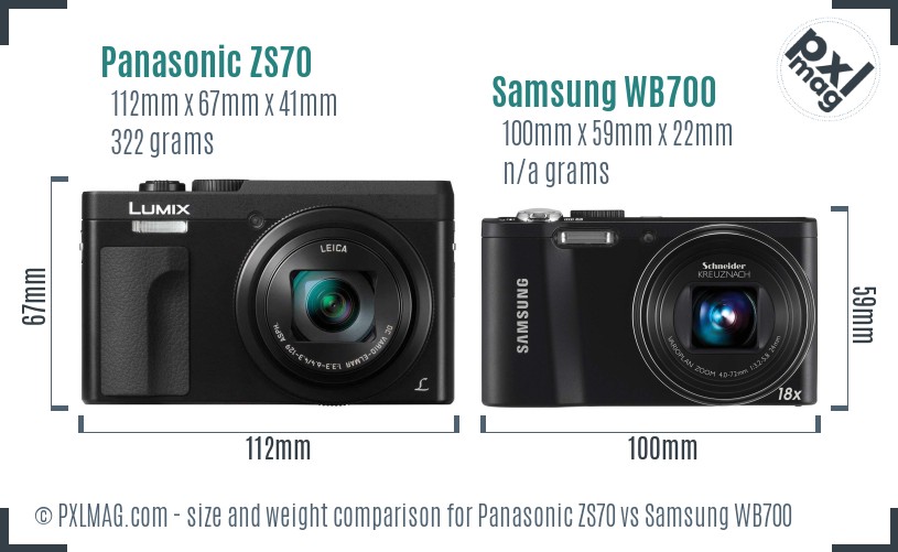 Panasonic ZS70 vs Samsung WB700 size comparison Panasonic ZS70 vs Samsung WB700 size comparison