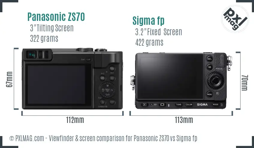Panasonic ZS70 vs Sigma fp Screen and Viewfinder comparison