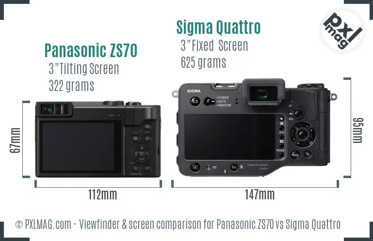Panasonic ZS70 vs Sigma Quattro Screen and Viewfinder comparison