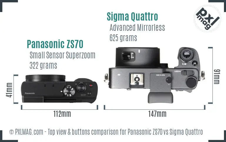 Panasonic ZS70 vs Sigma Quattro top view buttons comparison