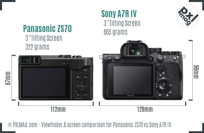 Panasonic ZS70 vs Sony A7R IV Screen and Viewfinder comparison