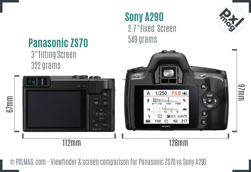 Panasonic ZS70 vs Sony A290 Screen and Viewfinder comparison