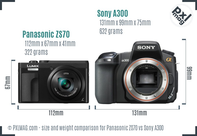 Panasonic ZS70 vs Sony A300 size comparison Panasonic ZS70 vs Sony A300 size comparison
