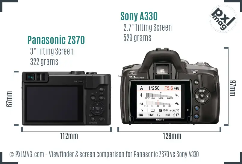 Panasonic ZS70 vs Sony A330 Screen and Viewfinder comparison Panasonic ZS70 vs Sony A330 Screen and Viewfinder comparison